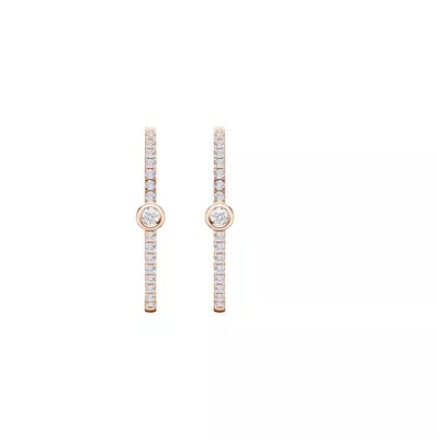 Embliss Round Bezel Pavé Hoops (1 ct. tw)