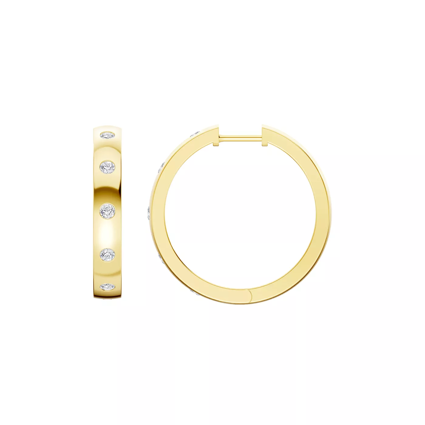 Emblush Flush-Set Hoop 14K Yellow Gold Engagement Ring