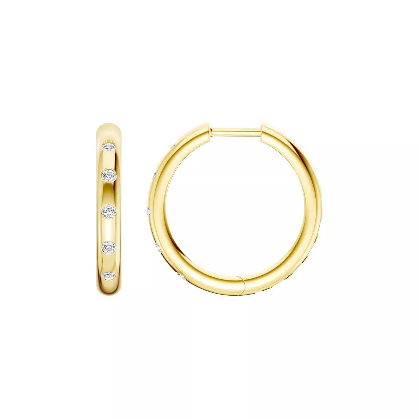 Emblush Flush-Set Hoop 14K Yellow Gold Engagement Ring