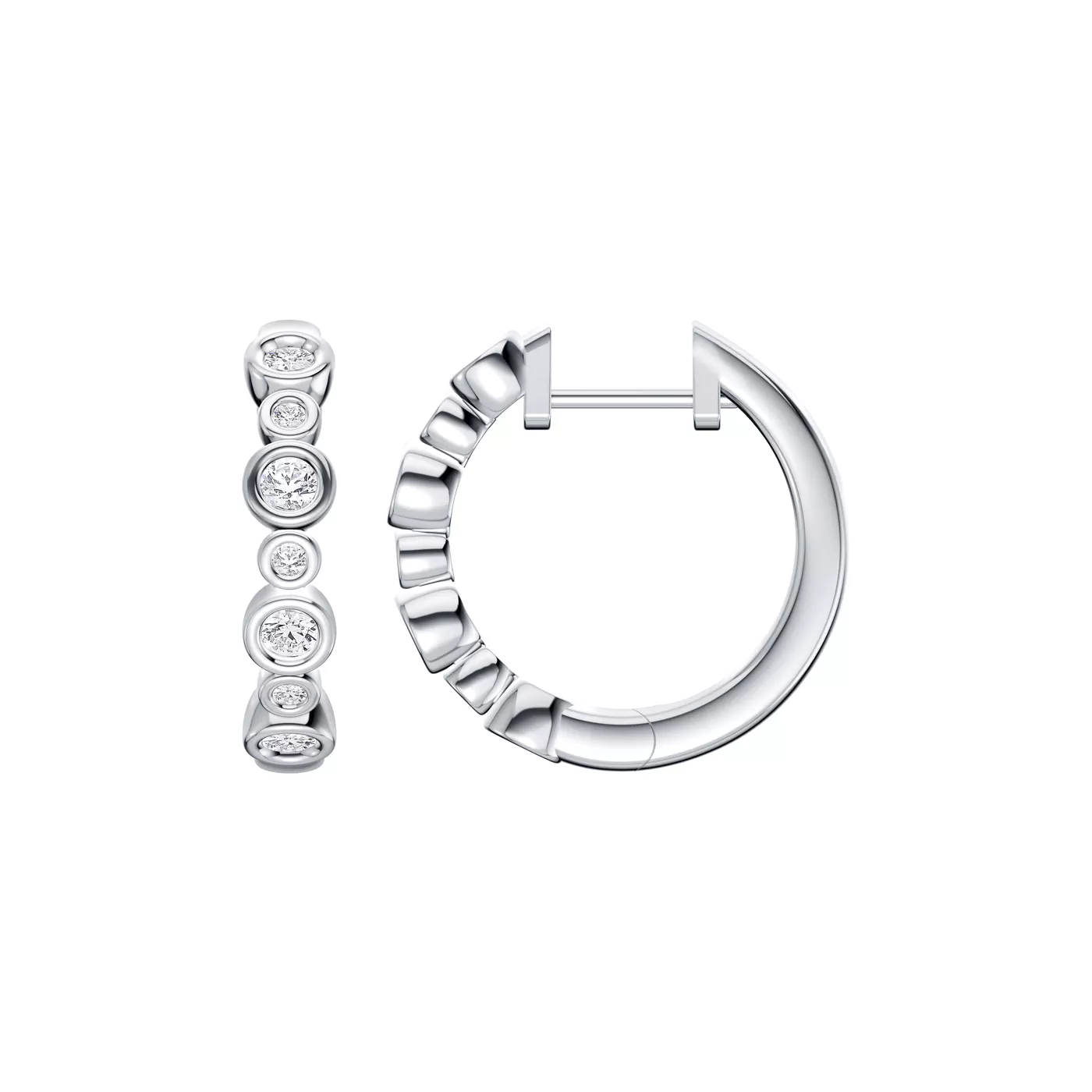 Alternating Size Rhythm 14K White Gold Engagement Ring