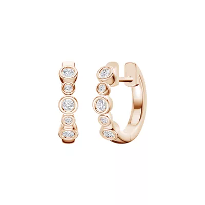 Bello Alternating Size Bezel Diamond Hoops (1/4 ct. tw.)