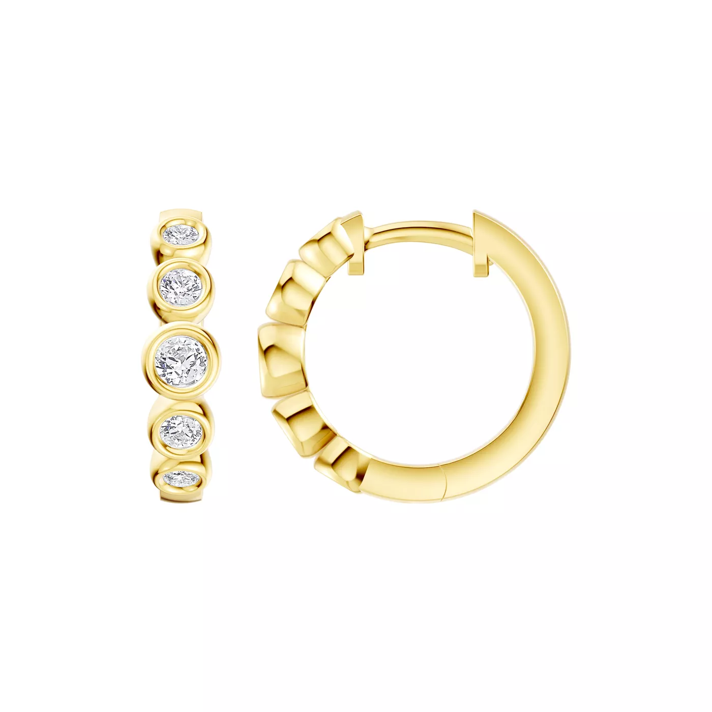 Bello Graduated Bezel Hoop 14K Yellow Gold Engagement Ring