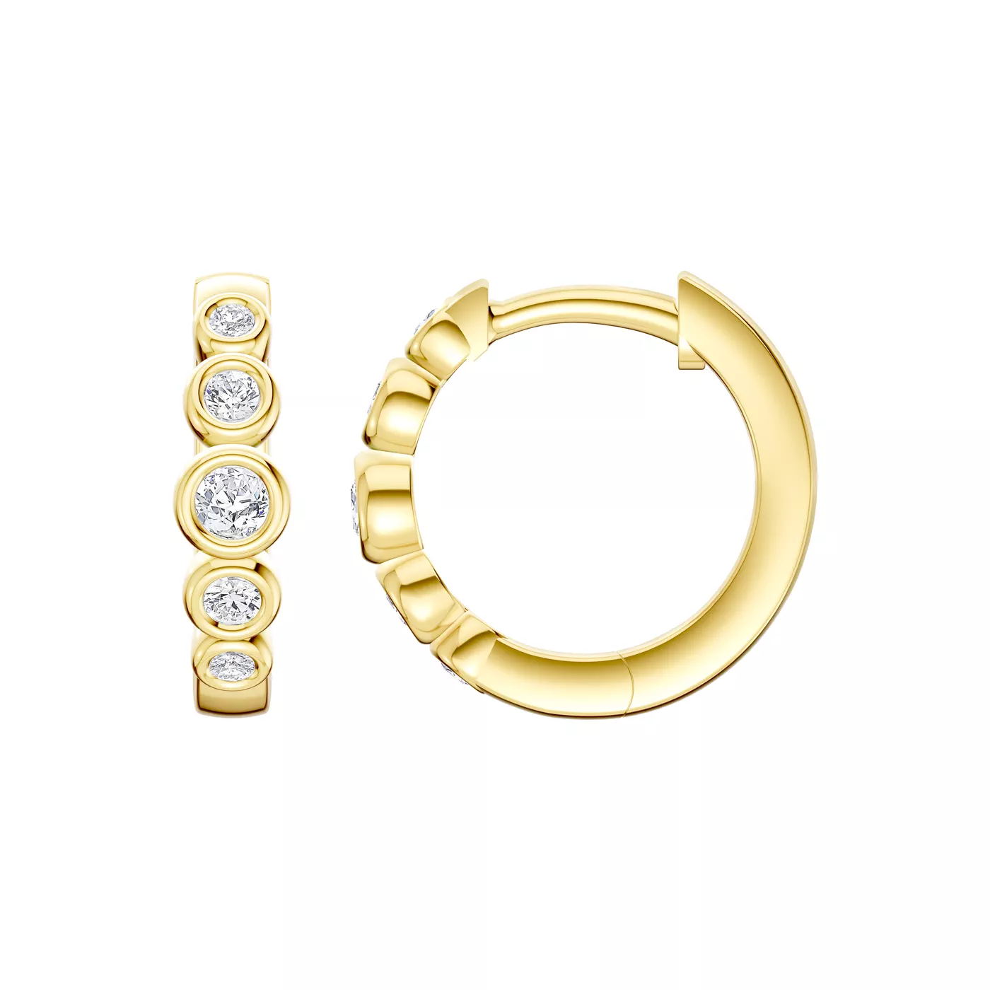 Bello Graduated Bezel Hoop 14K Yellow Gold Engagement Ring