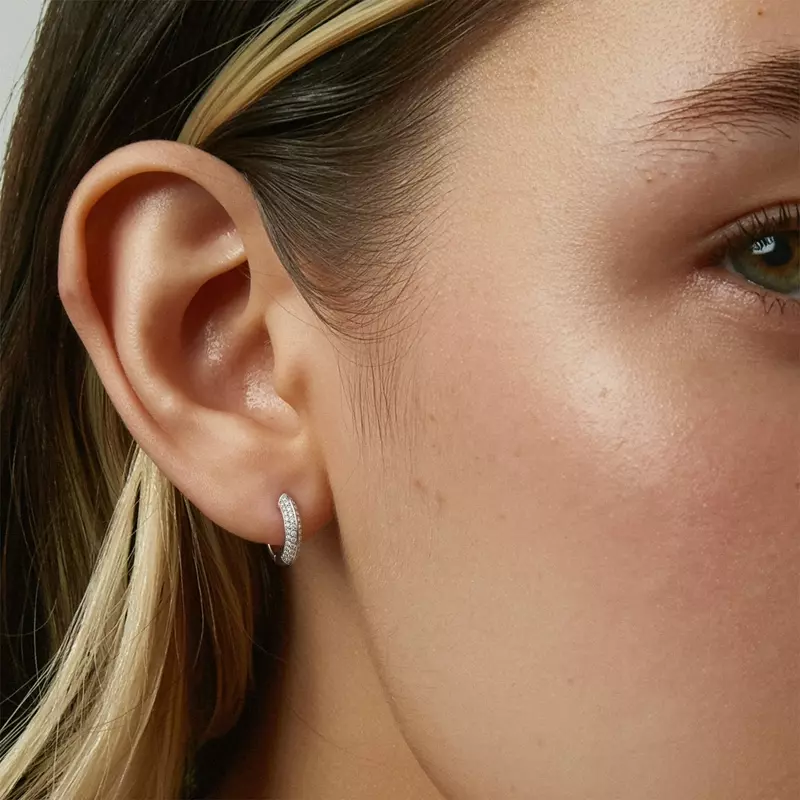14K White Gold Knife-Edge Pavé Hoops (.40ct. tw.)