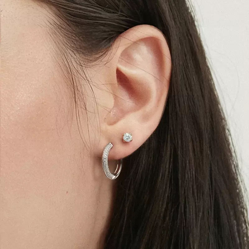 14K Rose Gold Knife-Edge Pavé Lab Hoops (1 ct. tw.)