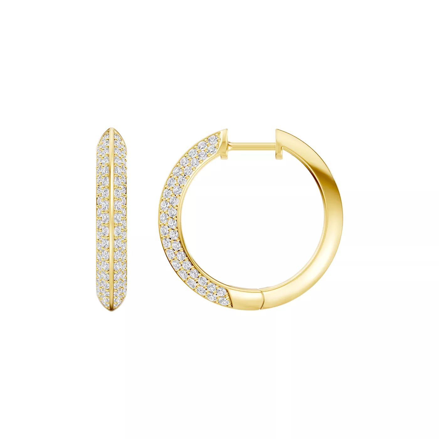Knife-Edge Pavé Hoop 14K Yellow Gold Engagement Ring