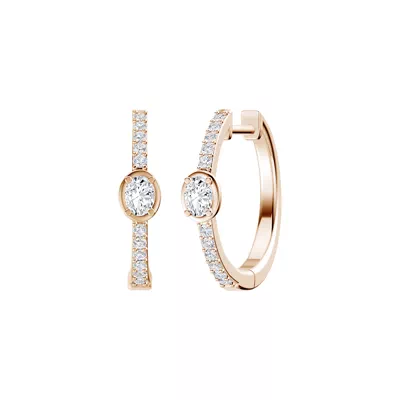 Embliss Oval Bezel Pavé Lab Hoops (1/3 ct. tw)