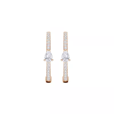 Embliss Pear Accent Pavé Hoops (1/3 ct. tw)