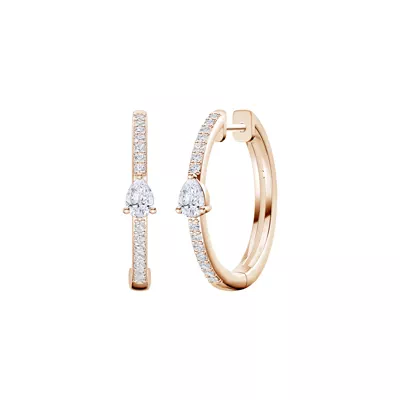 Embliss Pear Accent Pavé Hoops (1/3 ct. tw)
