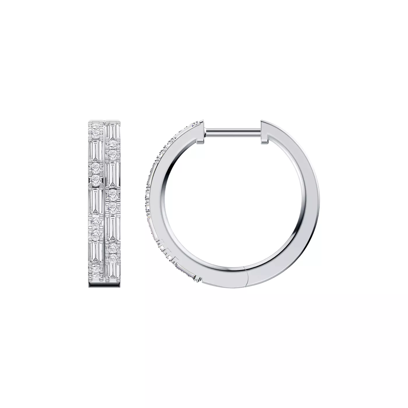 Orion Double Row Hoop 14K White Gold Engagement Ring