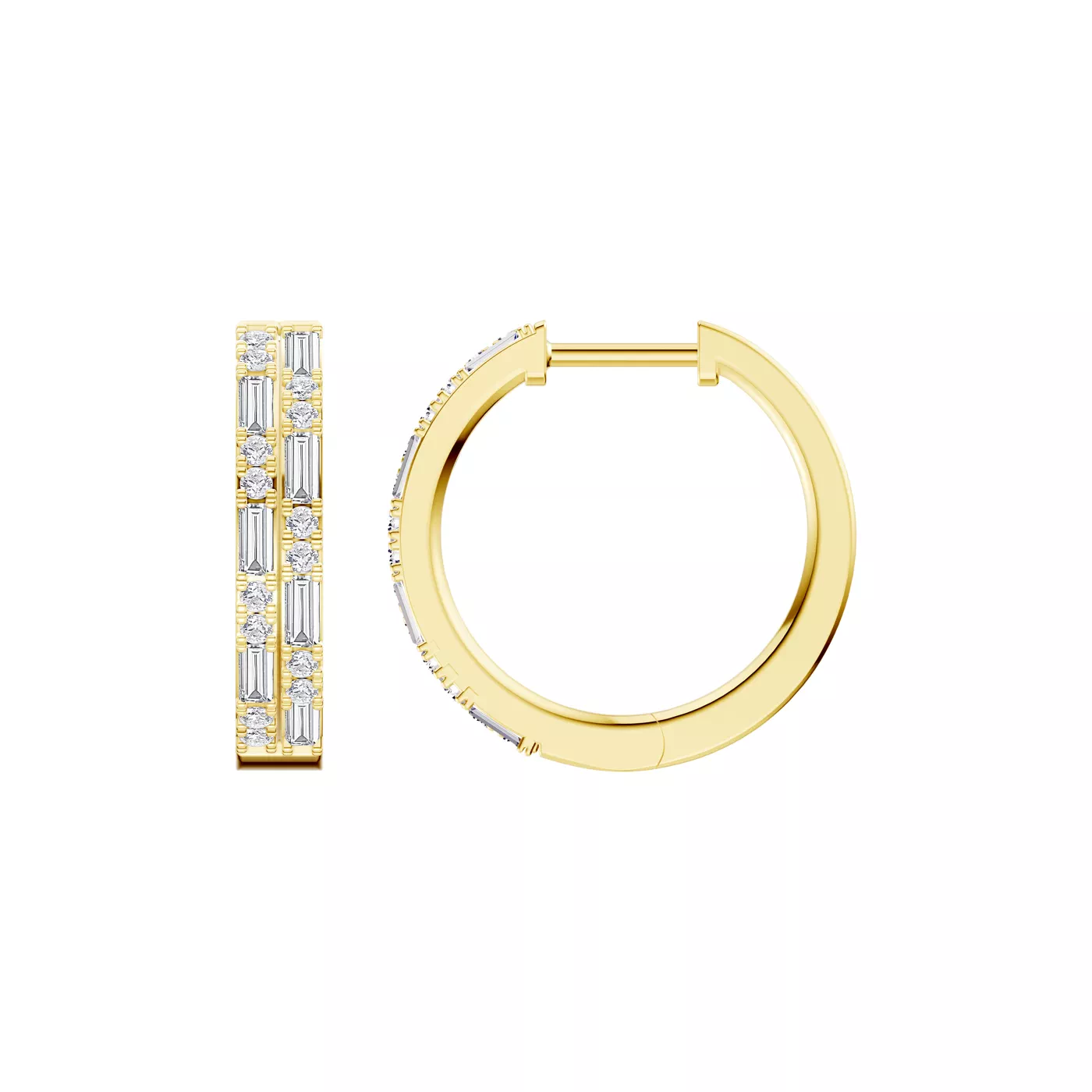 Orion Double Row Hoop 14K Yellow Gold Engagement Ring