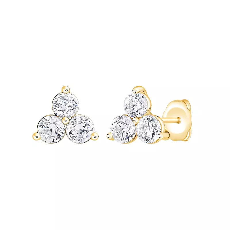 14K Yellow Gold Trio Lab Diamond Stud Earrings (1/3 ct. tw.)