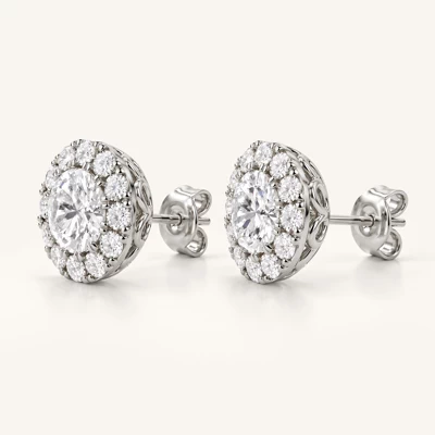 Round Lab Diamond Halo Studs (2 ct. tw.)