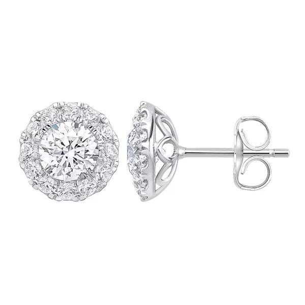 Round Lab Diamond Halo Studs (2 ct. tw.)