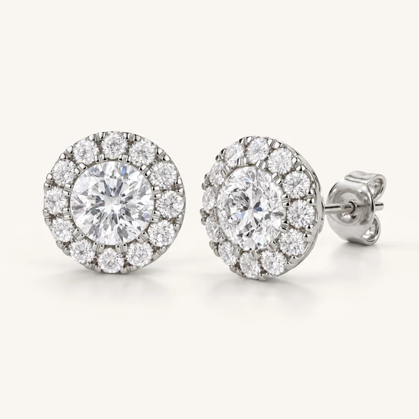 Diamond Earrings Round Lab Diamond Halo Studs (2 ct. tw.)