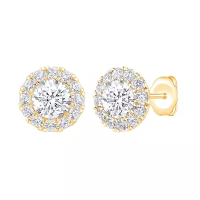 Round Lab Diamond Halo Studs (2 ct. tw.)