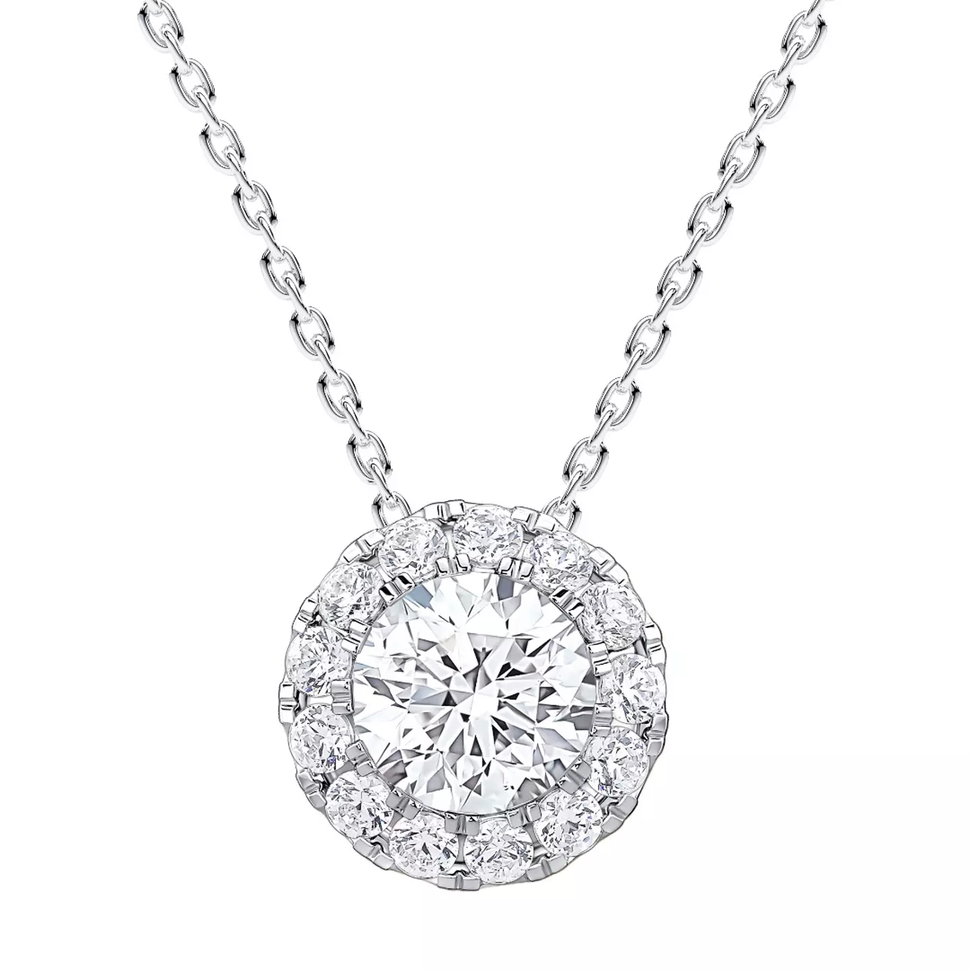 Halo Amplification 14K White Gold Engagement Ring