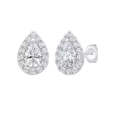 Pear Shaped Lab Diamond Halo Studs (2 ct. tw.)