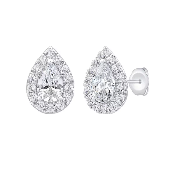 Pear Shaped Lab Diamond Halo Studs (2 ct. tw.)