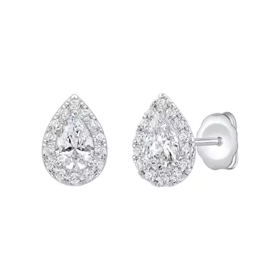 Pear Shaped Lab Diamond Halo Studs (1 ct. tw.)