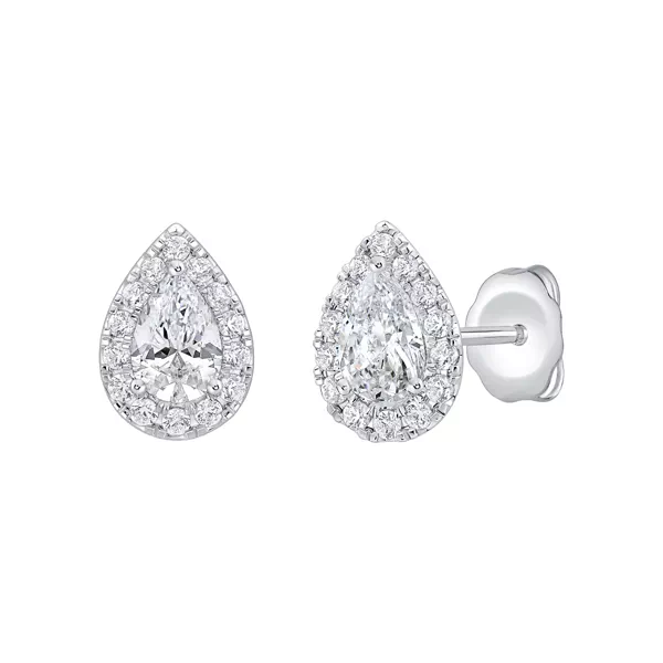 Pear Shaped Lab Diamond Halo Studs (1 ct. tw.)