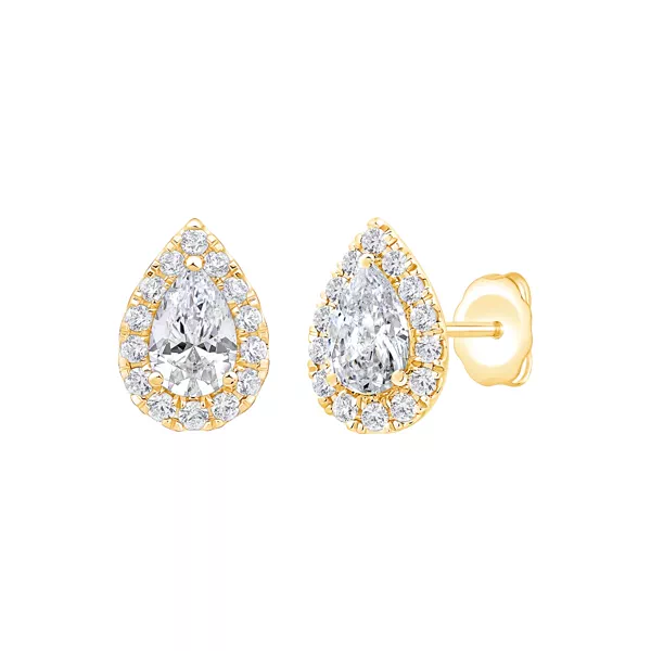 Pear Shaped Lab Diamond Halo Studs (1 1/3 ct. tw.)