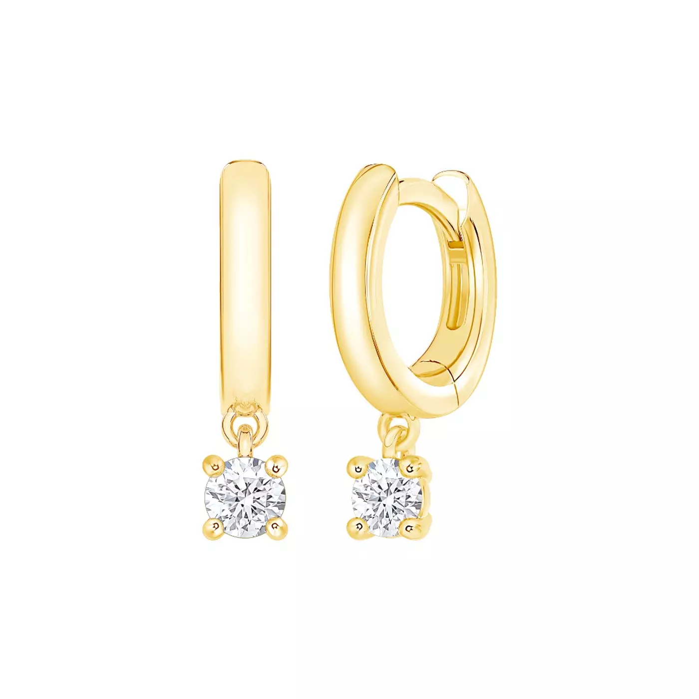 Huggie With Solitaire Drop 14K Yellow Gold Engagement Ring