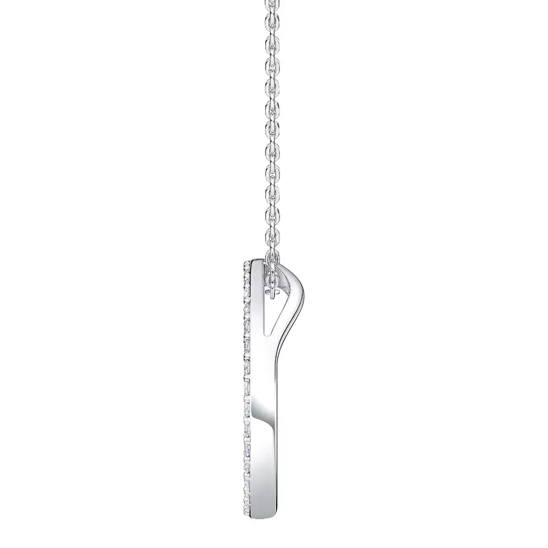 14K White Gold Petite Circular Lab Diamond Pendant