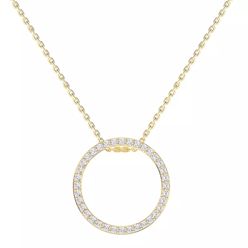 14K Yellow Gold Petite Circular Lab Diamond Pendant
