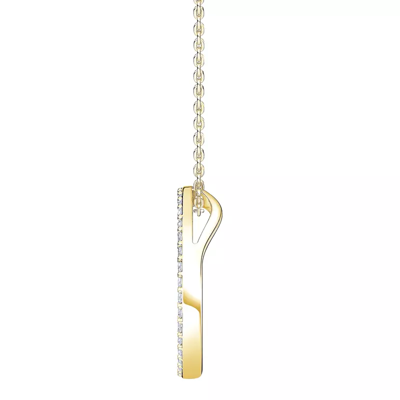 14K Yellow Gold Petite Circular Lab Diamond Pendant