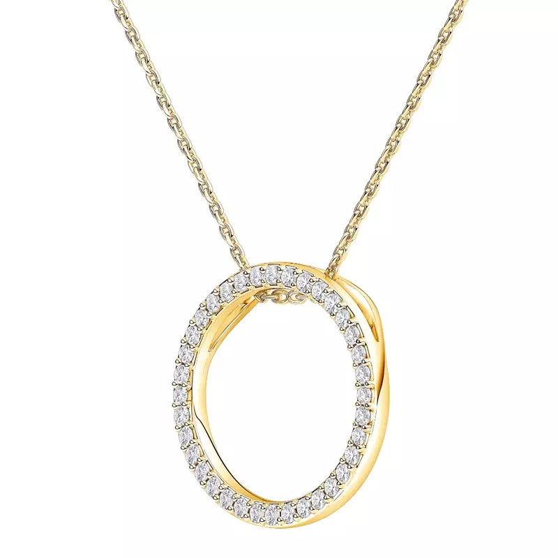 14K Yellow Gold Petite Circular Lab Diamond Pendant