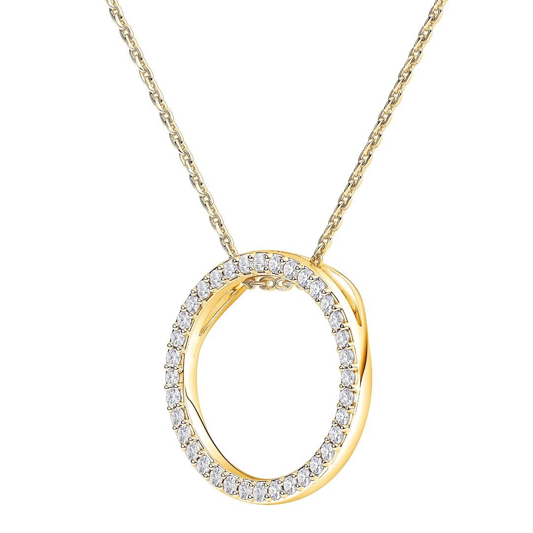 Petite Circular Lab Diamond Pendant-14K Yellow Gold
