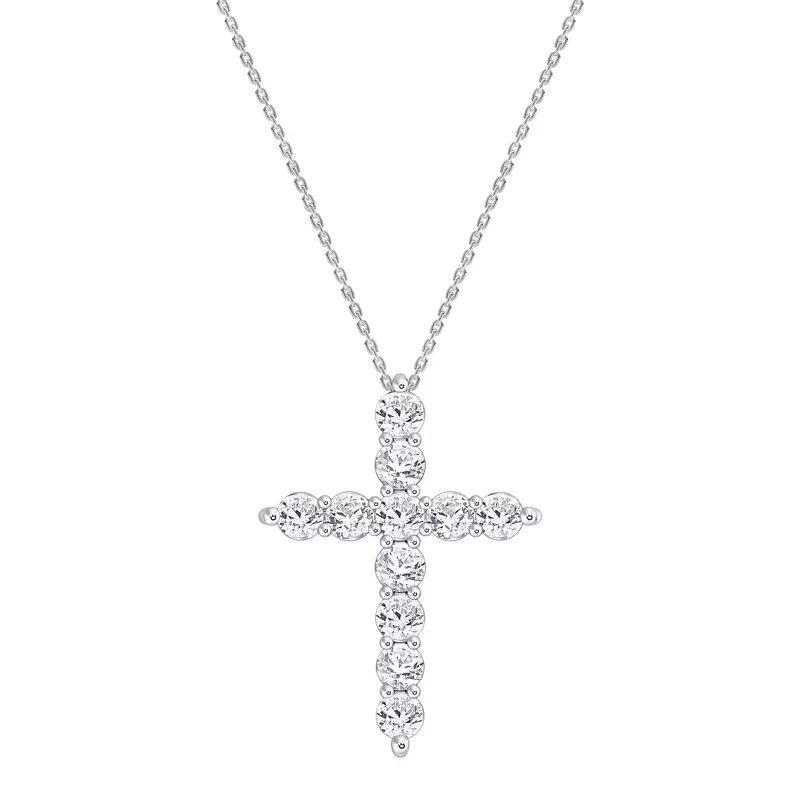 14K White Gold Classic Lab Diamond Cross Pendant (1 1/2 ct. tw.)