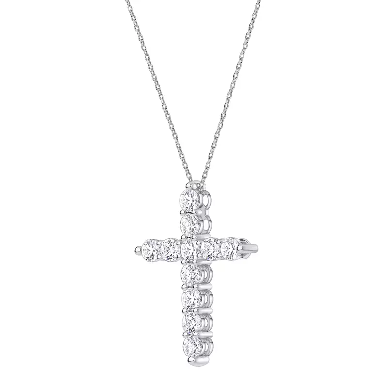 14K White Gold Classic Lab Diamond Cross Pendant (1 1/2 ct. tw.)