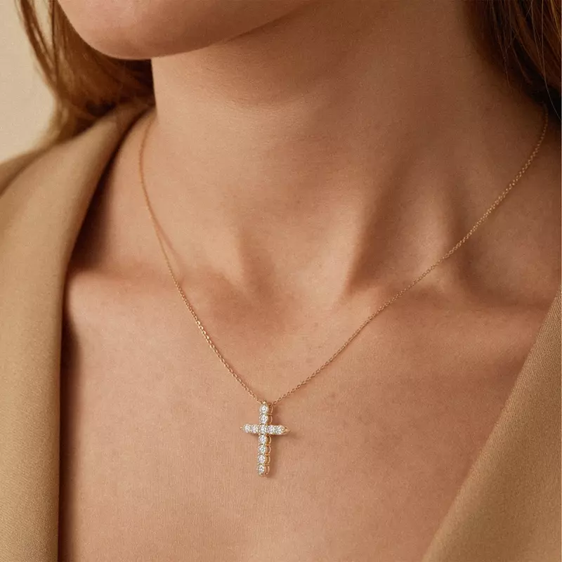 14K White Gold Classic Lab Diamond Cross Pendant (1 1/2 ct. tw.)