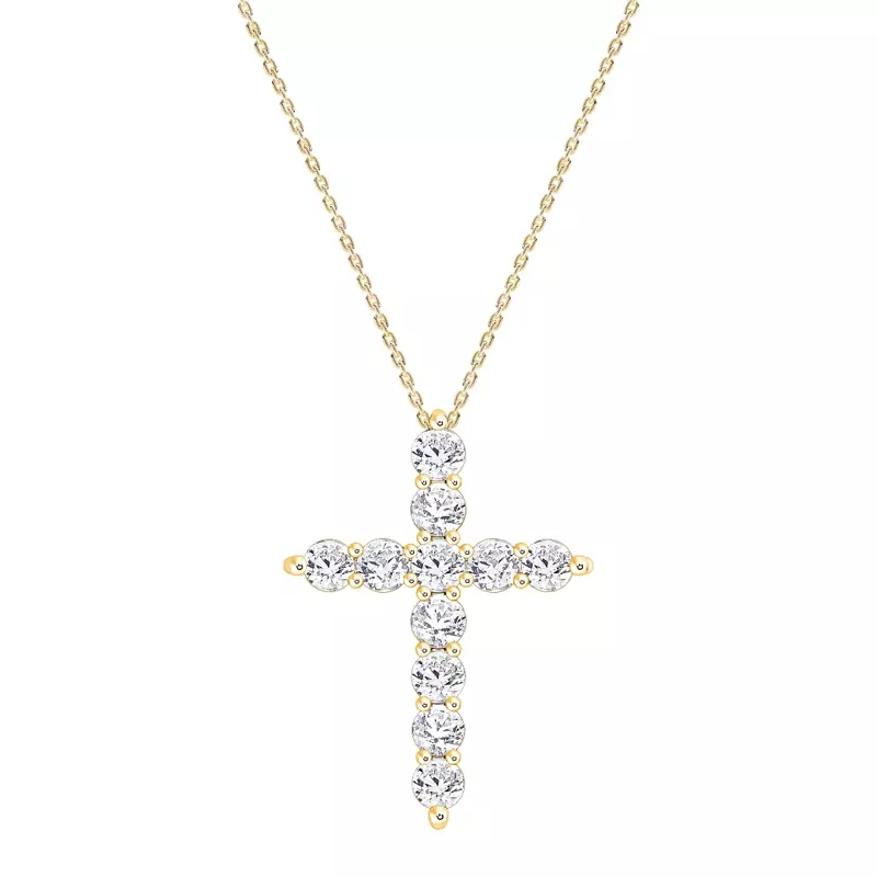 14K Yellow Gold Classic Lab Diamond Cross Pendant (1 1/2 ct. tw.)