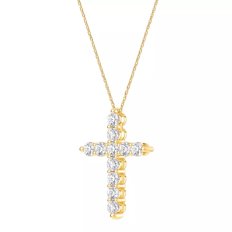 14K Yellow Gold Classic Lab Diamond Cross Pendant (1 1/2 ct. tw.)