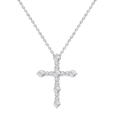 Modern Cross Lab Diamond Necklace