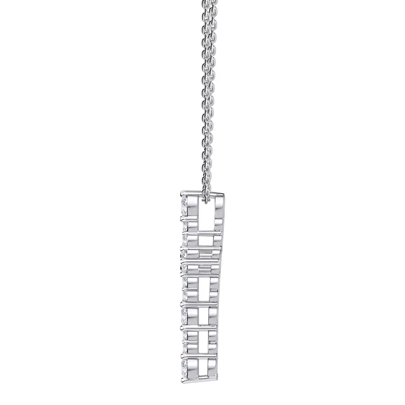14K White Gold Modern Cross Lab Diamond Pendant