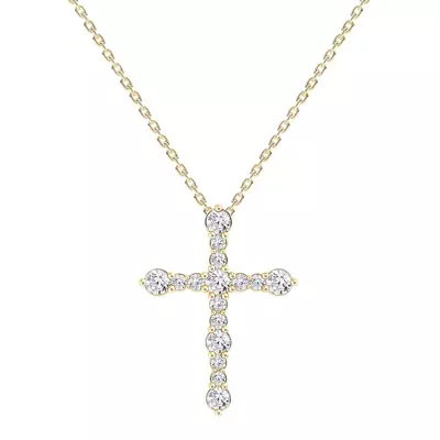 Modern Cross Lab Diamond Necklace