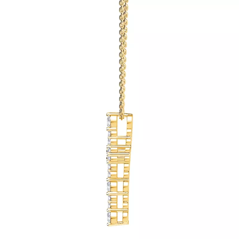 14K Yellow Gold Modern Cross Lab Diamond Pendant