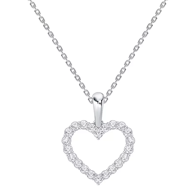 14K White Gold Petite Heart Lab Diamond Pendant
