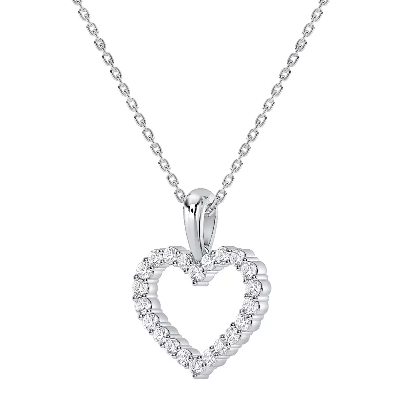 14K White Gold Petite Heart Lab Diamond Pendant