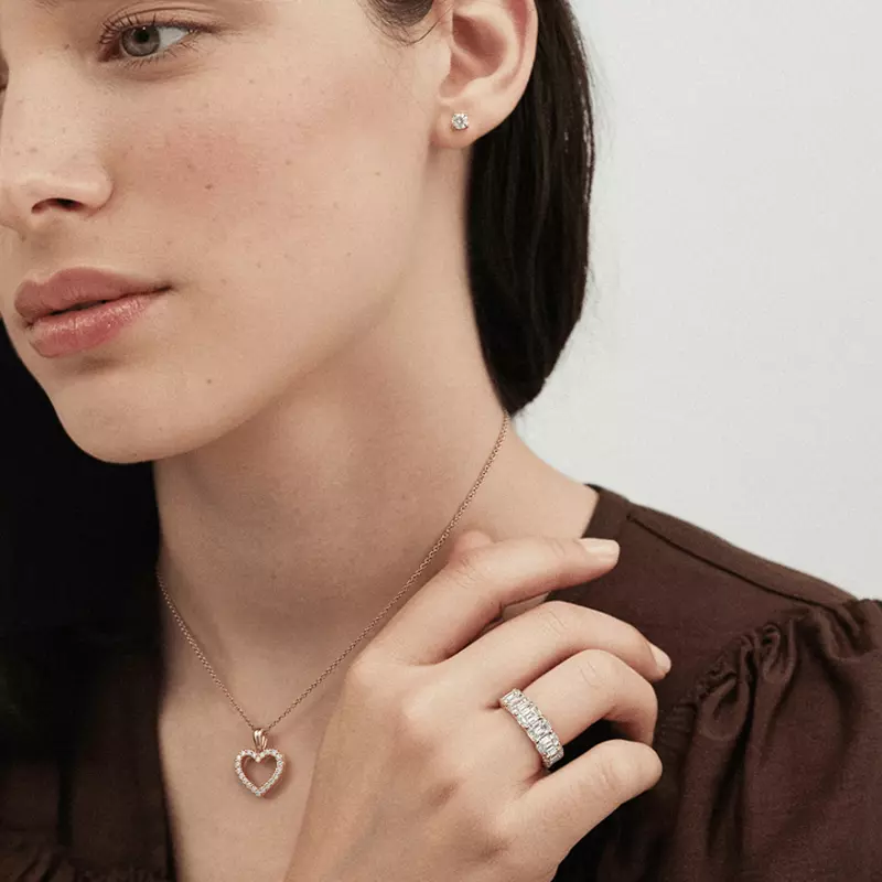 14K Yellow Gold Petite Heart Lab Diamond Necklace