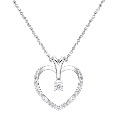 Lab Diamond Drop Heart Necklace