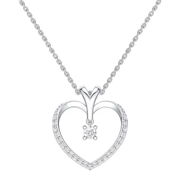 Lab Diamond Drop Heart Necklace