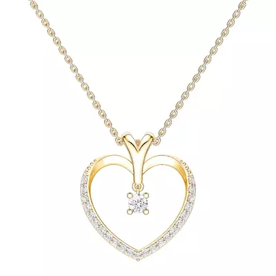 Lab Diamond Drop Heart Necklace