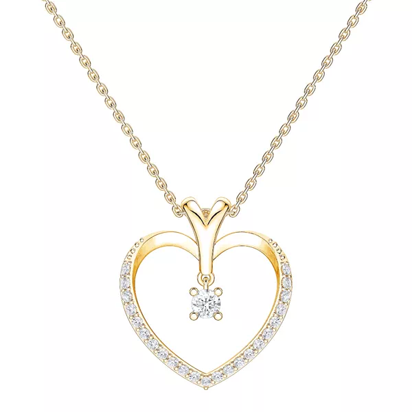 Lab Diamond Drop Heart Necklace