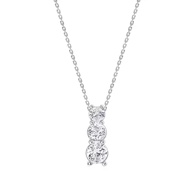 Three Stone Lab Diamond Drop Necklace