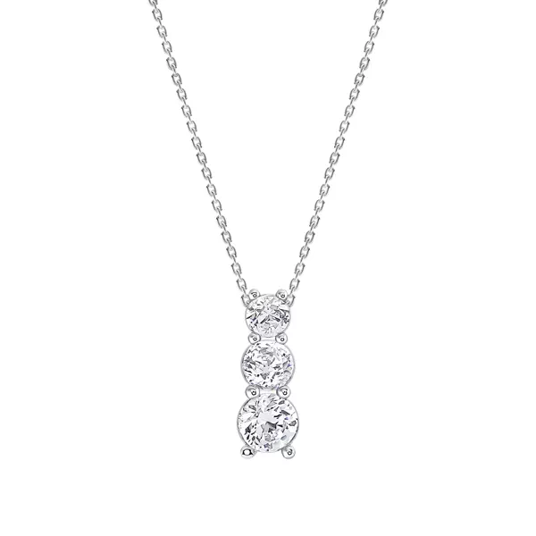 Three Stone Lab Diamond Drop Necklace
